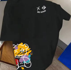 تي شيرت قطن مطبوع عليه رسومات كرتونية - راحة صيفية في كل غرزة!