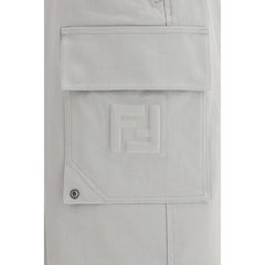 Silver Cotton Cargo Pants
