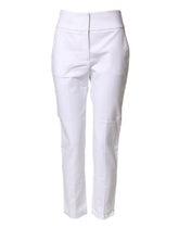 White High Waist Tapered Fit Chino Trouser Pants