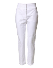 White High Waist Tapered Fit Chino Trouser Pants
