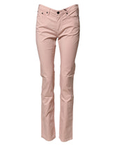 Light Pink Cotton Mid Waist Skinny Fit Denim Jeans
