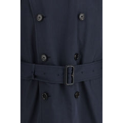 Blue Polyester Trench Coat