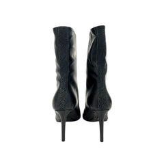 Black Leather Women Boot with Stiletto Heel