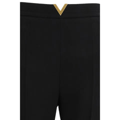 Black Fleece Wool Flared Pants