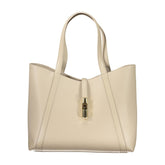 Beige Leather Women Handbag