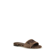Brown Viscose Flat Sandals
