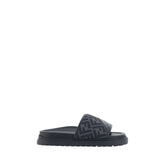 Gray Fabric Flat Sandals