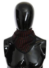 وشاح من الحرير 100٪ باللون الأسود والبرتقالي يحمل علامة تجارية