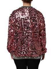 سترة وردية DG Queen Sequin Pullover Sweater