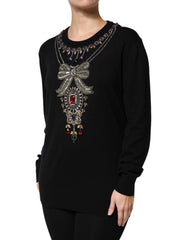 Black Cashmere Crystal Embellished Sweater