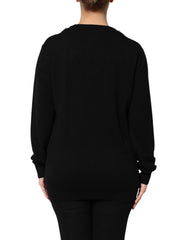 Black Cashmere Crystal Embellished Sweater