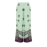 Green Silk Casual Pants