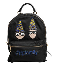 حقيبة ظهر مزخرفة من النايلون الأسود #DGFAMILY VULCANO