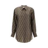 Brown Silk Pattern Shirt