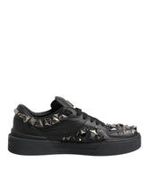 Black Portofino Studded Men Sneakers Shoes
