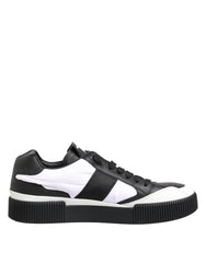 Black White Leather MIAMI Low Top Sneakers Shoes