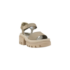 Beige Leather Platform Sandals