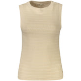 قميص نسائي قصير من القطن باللون البيج