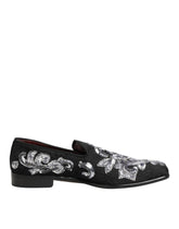 Black Silver Sequined Loafers Men Dress Shoes