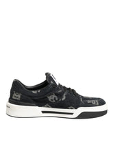 Blue Cotton Denim Logo Low Top Sneakers Shoes
