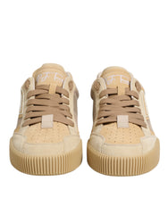 Beige Leather Miami Low Top Sneakers Men Shoes