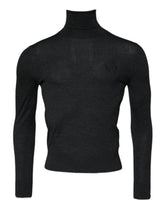 Black Wool Turtle Neck Men's Pullover Sweater