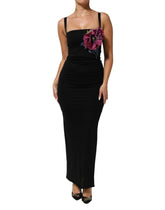 Black Flower Appliques Bodycon Sheath Dress