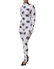 Black White Logo Monogram Long Sleeves Jumpsuit Dress