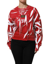 Red White Cotton Printed Pullover Sweater