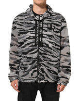 Gray Camouflage Hooded Sweatshirt Jacket
