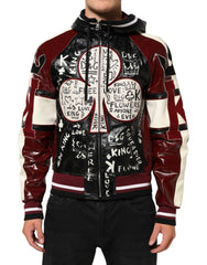 Multicolor Hooded Leather DG King Men Biker Jacket