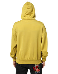 Yellow Logo Cotton Hooded Sweatshirt Sweater