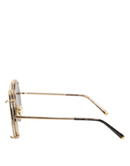 نظارة شمسية دائرية مستديرة بطبعة جلد النمر البني DG2198