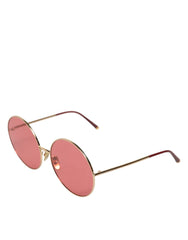 Pink Gold Metal Round Shades Eyewear Sunglasses