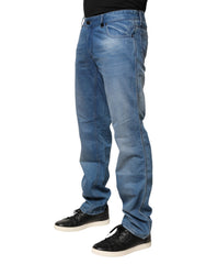 Blue Washed Cotton Skinny Fit Men Denim Trouser Jeans