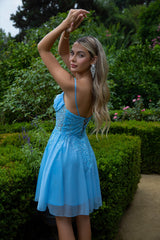 فستان عودة بحمالة صدر شفافة بحمالات سباغيتي بحمالة صدر شفافة - 1