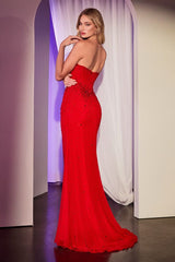 فستان مزين بأحجار الراين ومزود بشبكة مطاطية ملائمة - 1