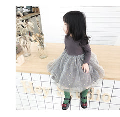 Children's Five-pointed Star Net Gauze Long-sleeved Dress