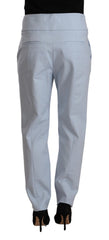 Light Blue High Waist Cotton Tapered Trouser Pants