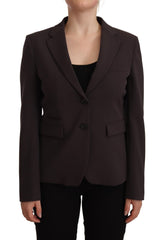 Brown Long Sleeve Single Breasted Women Jacket Blazer