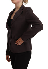 Brown Long Sleeve Single Breasted Women Jacket Blazer
