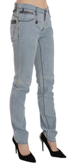 Light Blue Mid Waist Skinny Denim Jeans