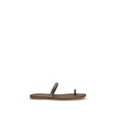 Brown Silk Flat Sandals