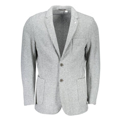 Gray Polyester And Wool Blazer
