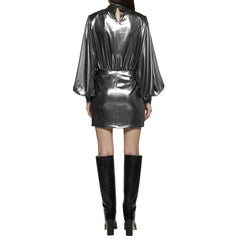 Silver Polyester Cocktail Dress