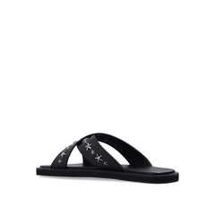 Black Calfskin Strap-On Sandals