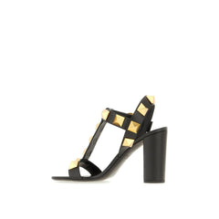 Black Calfskin Stiletto Heel Sandals