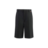 Black Polyester Bermuda Shorts