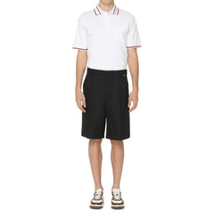 Black Polyester Bermuda Shorts