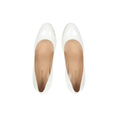White Calfskin High Heel Pumps